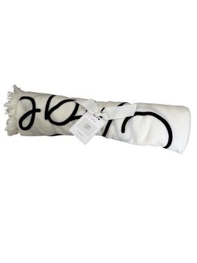 HALLMARK New Better Together Throw Blanket Cream Black Font Fringe